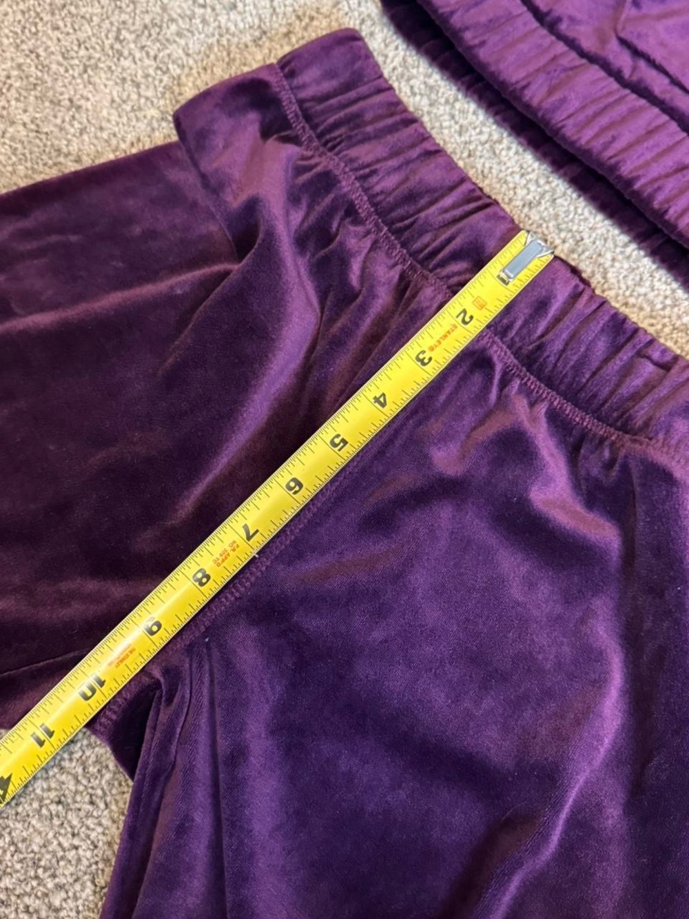 Juicy Couture Velour Plum Capri MATCHING SET W/ Rhinestone logo - Picture 7 of 8